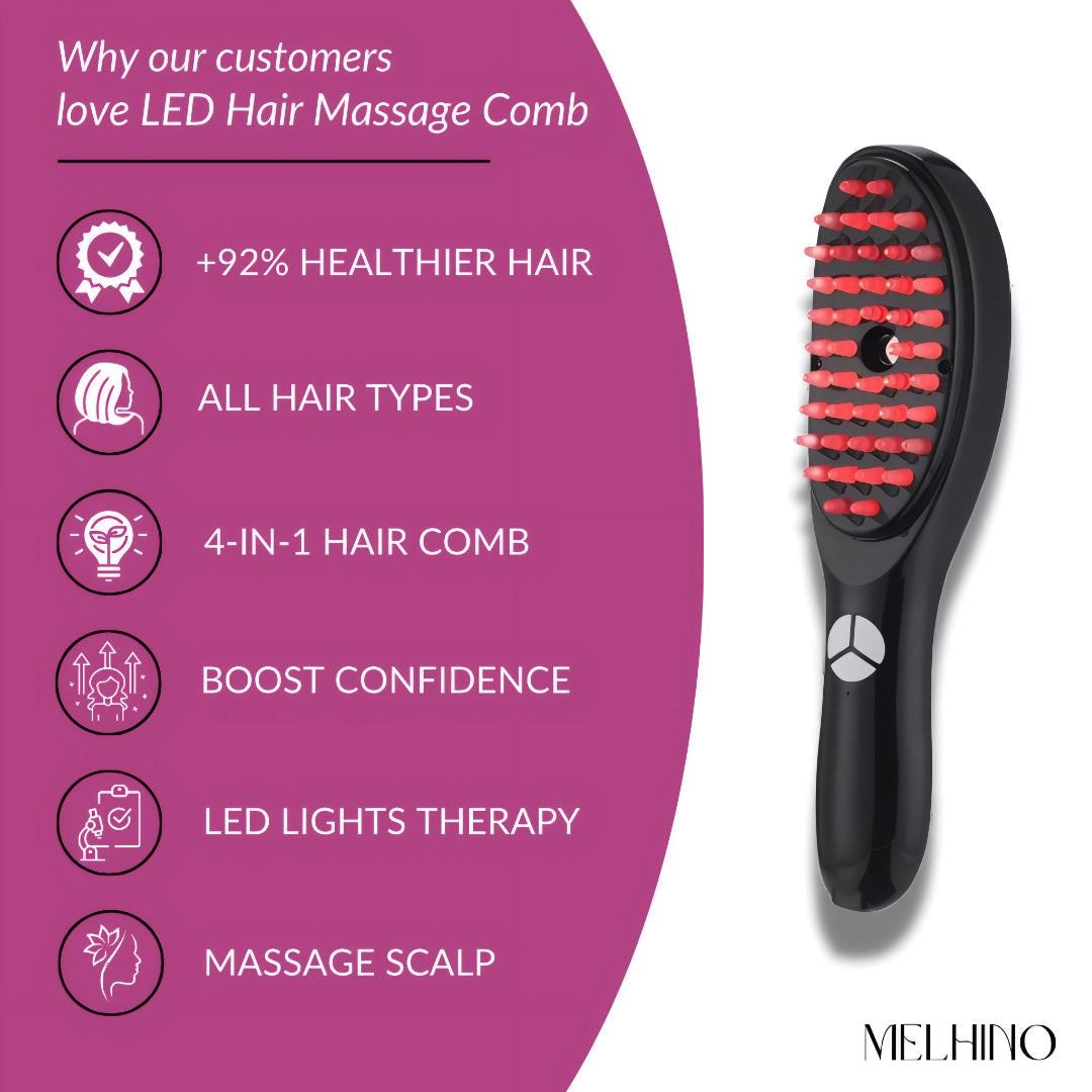 RED LIGHT THERAPY BRUSH SCALP MASSAGER COMB HAIR GROWTH ANTI HAIR LOSS
